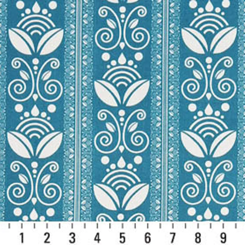 Lagoon Gazebo Aqua Contemporary Outdoor Upholstery Fabric by the Yard — Scale in inches