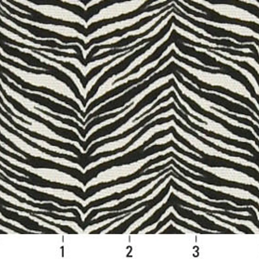 Onyx Zebra Black Animal Print Outdoor Upholstery Fabric by the Yard — Scale in inches