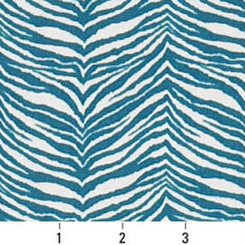 Lagoon Zebra Aqua Animal Print Outdoor Upholstery Fabric by the Yard — Scale in inches