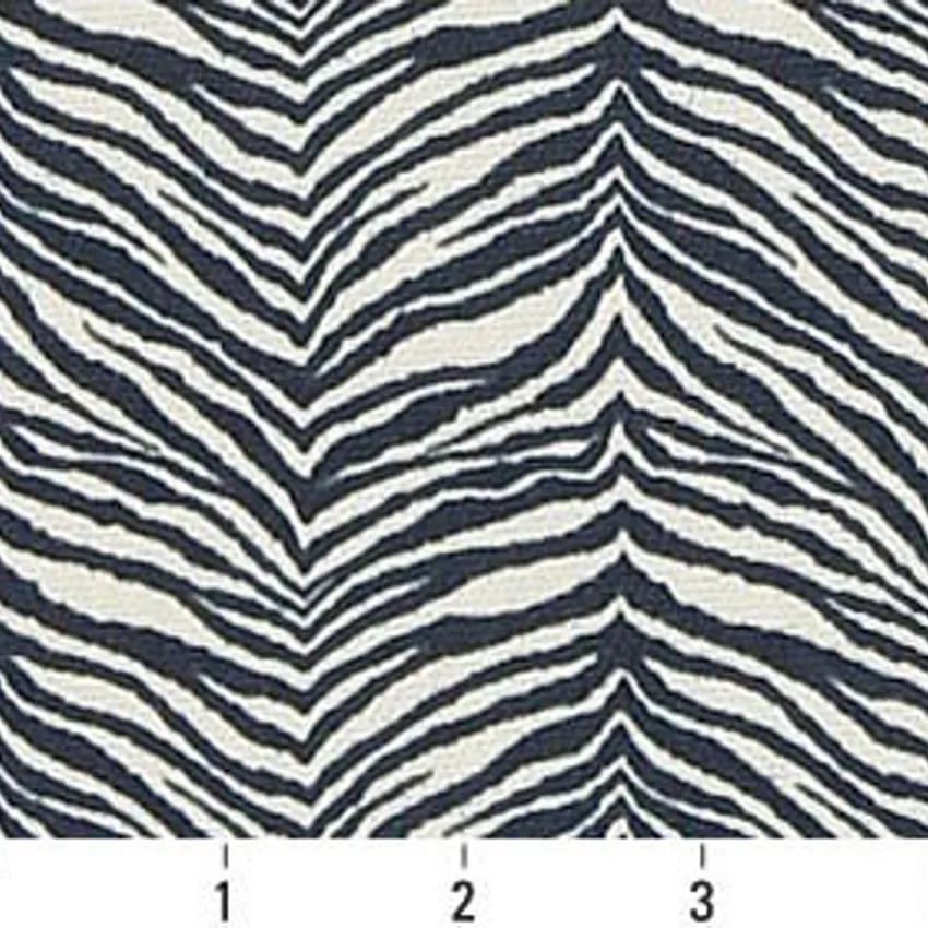 Indigo Zebra Dark Blue Animal Print Outdoor Upholstery Fabric by the Yard — Scale in inches