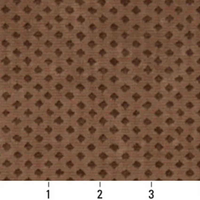 Caramel Brown Small Diamond Mesh Microfiber Velvet Upholstery Fabric — Scale in inches