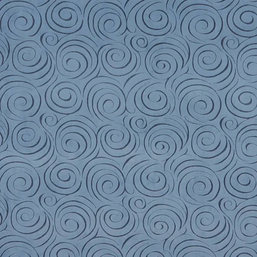 Wedgewood Blue Decorative Swirl Microfiber Velvet Upholstery Fabric