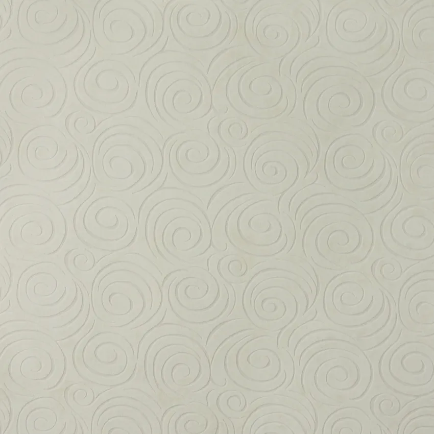 Ivory White Decorative Swirl Microfiber Velvet Upholstery Fabric