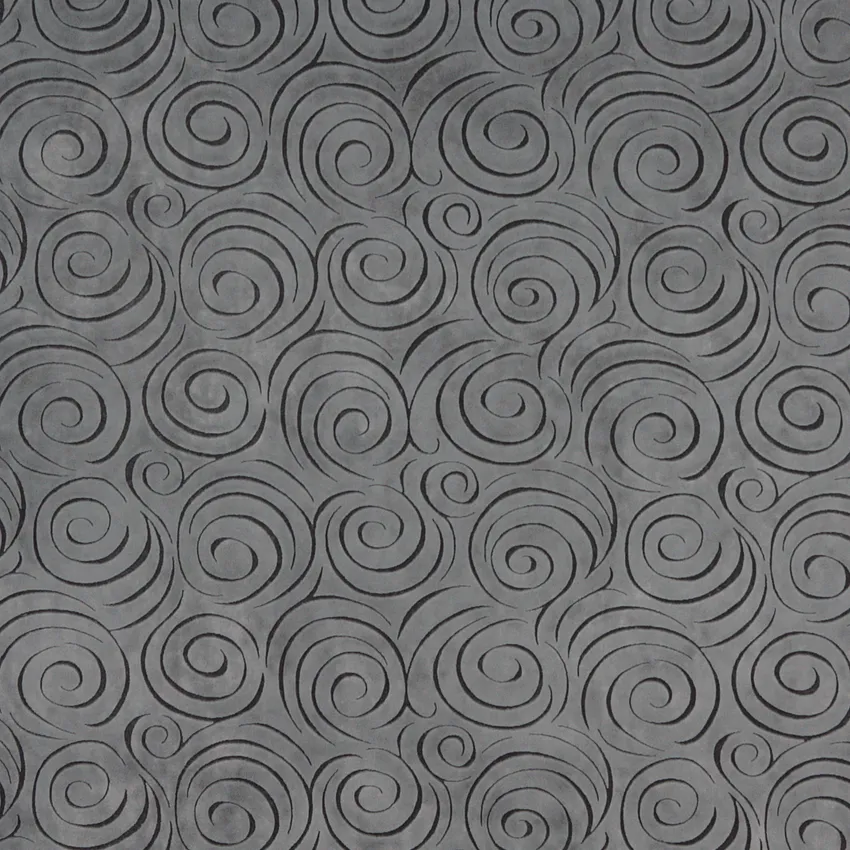 Graphite Grey Decorative Swirl Microfiber Velvet Upholstery Fabric