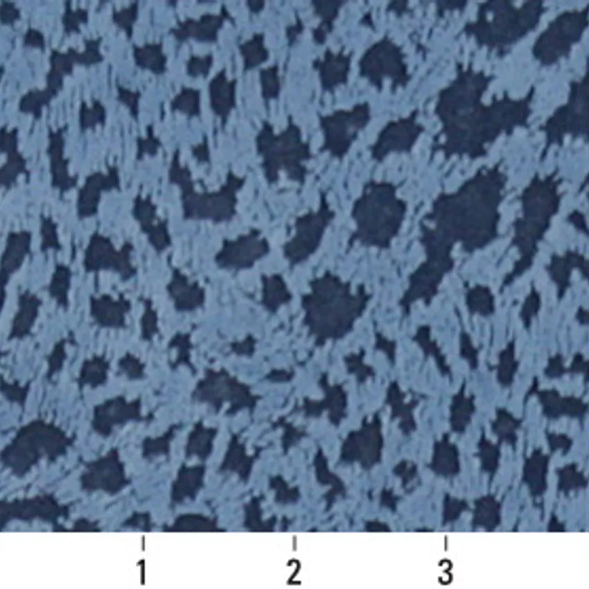 Wedgewood Blue Small Leopard Cheetah Pattern Microfiber Velvet Upholstery Fabric — Scale in inches