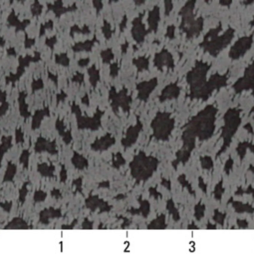 Graphite Grey Small Leopard Cheetah Pattern Microfiber Velvet Upholstery Fabric — Scale in inches