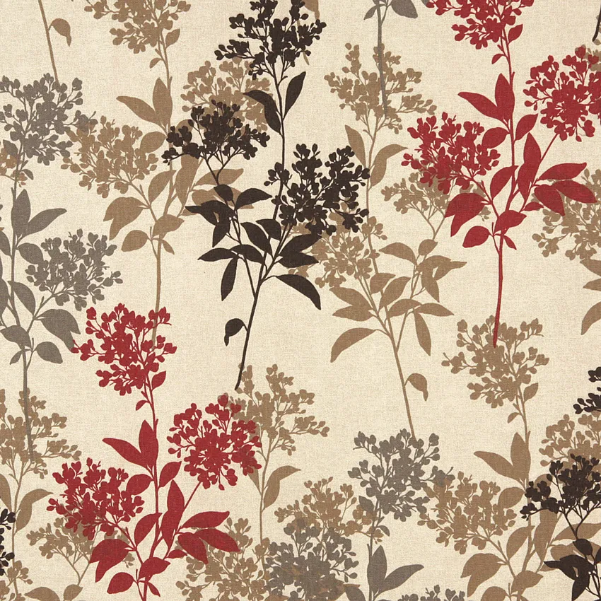 Savannah Beige and Brown Floral Print  Upholstery Fabric by the Yard