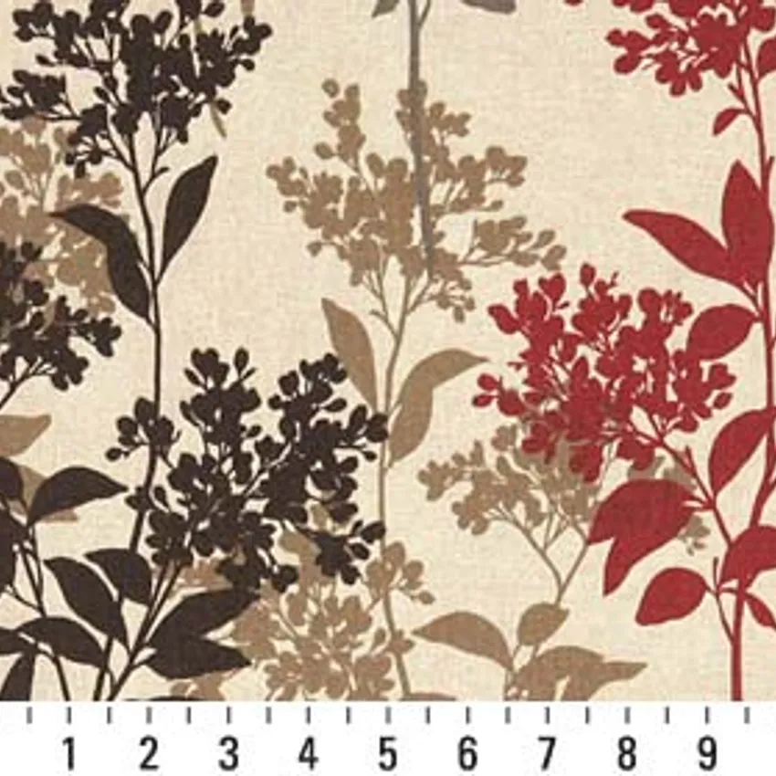 Savannah Beige and Brown Floral Print  Upholstery Fabric by the Yard — Scale in inches