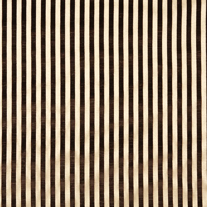 Cognac Stripe Beige and Brown Small Scale Velvet Upholstery Fabric by the Yard