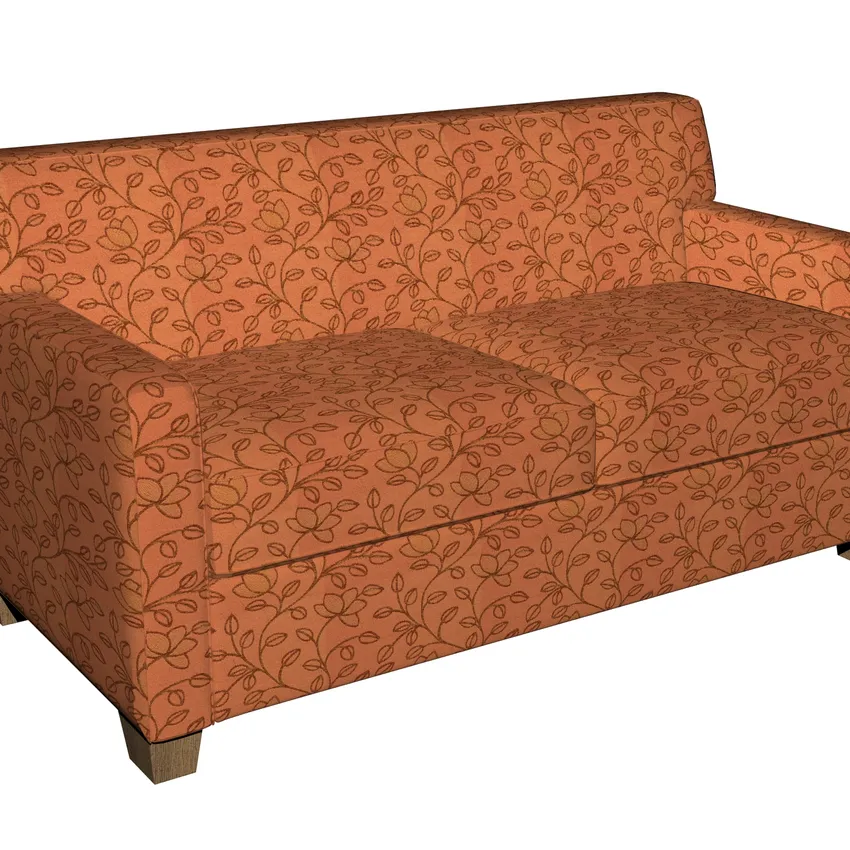 Coral Brown and Bronze  Floral Vine Blossom Damask Upholstery Fabric — Fabric on furniture