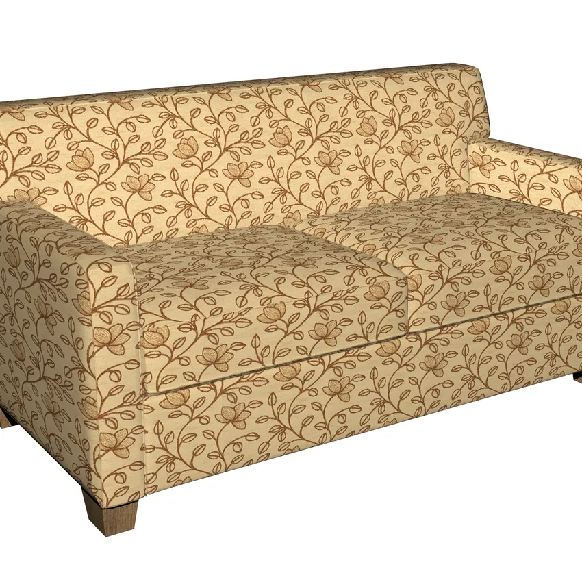 Beige and Brown Tan Floral Vine Blossom  Damask Upholstery Fabric — Fabric on furniture