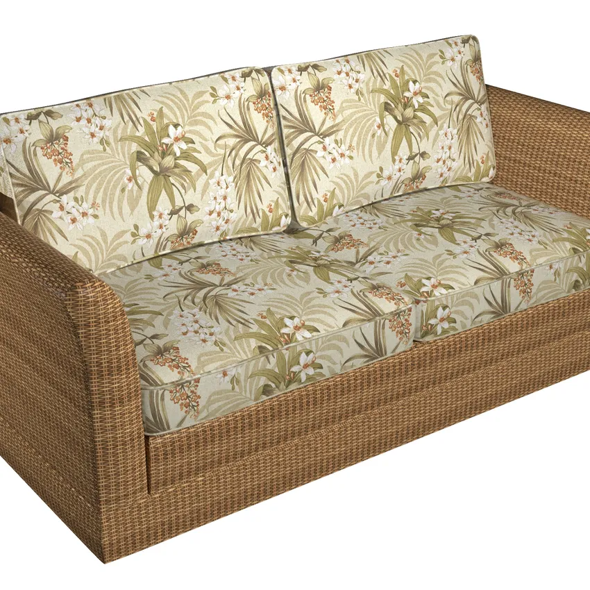 Beige and Brown Tan Hawaii Foliage Beach  Denim Stain and Bacteria Resistant Upholstery Fabric — Fabric on furniture