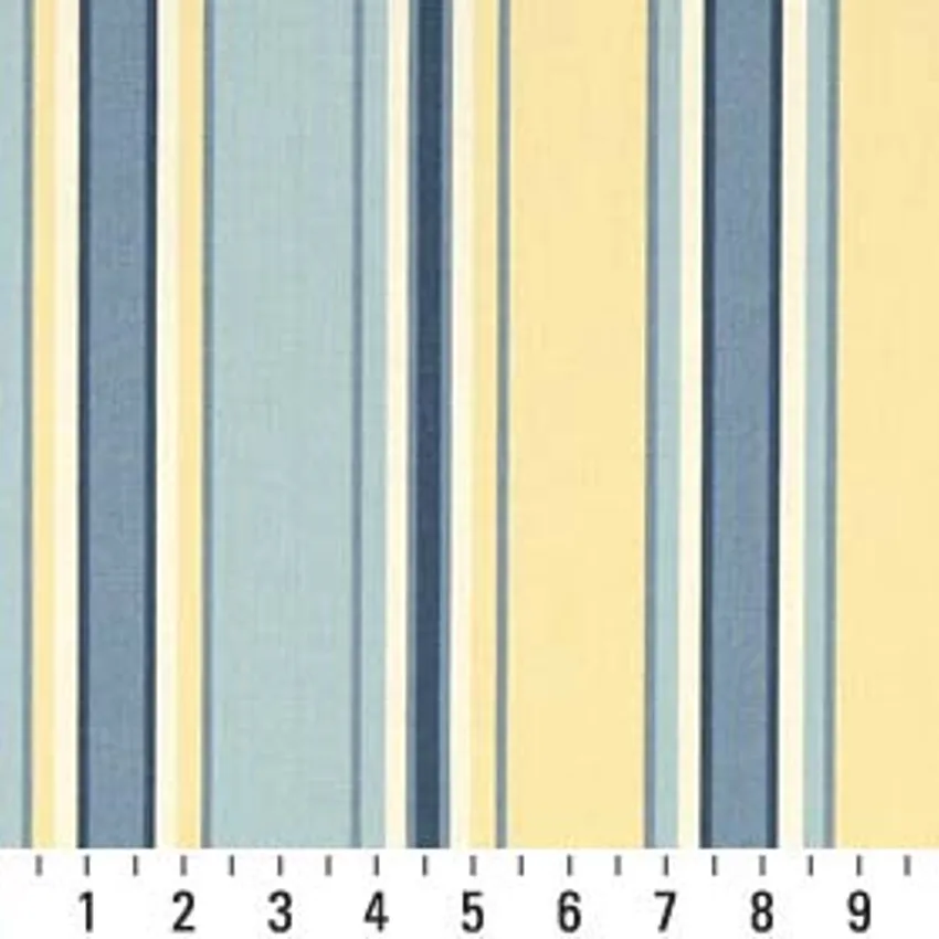 Cornflower Stripe Dark Blue and Light Blue Stripes Marine Upholstery Fabric by the Yard — Scale in inches
