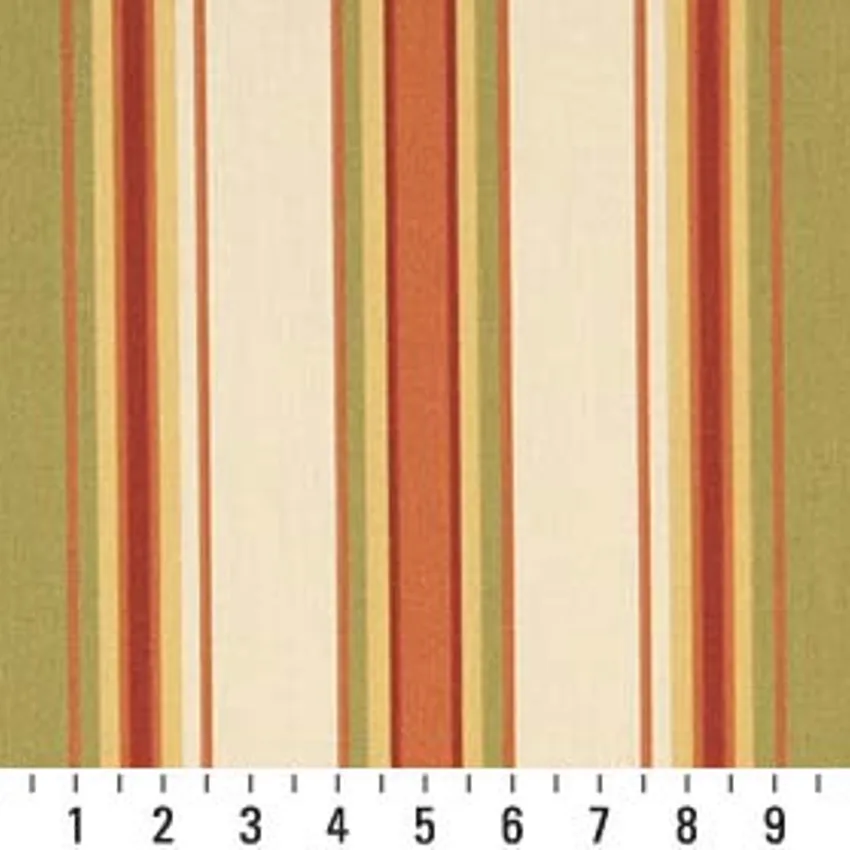 Coral Stripe Beige and Coral Stripes Marine Upholstery Fabric by the Yard — Scale in inches