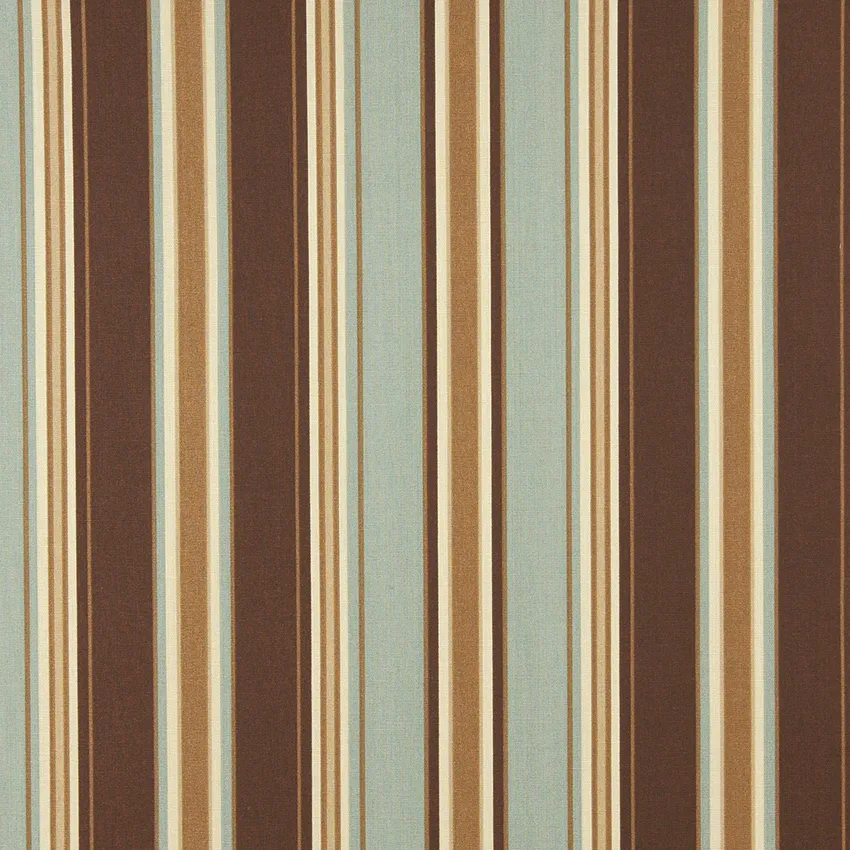 Mocha Stripe Light Blue and Brown Stripes Marine Upholstery Fabric by the Yard