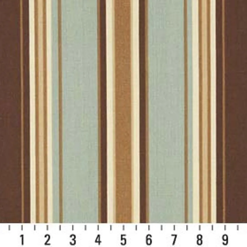 Mocha Stripe Light Blue and Brown Stripes Marine Upholstery Fabric by the Yard — Scale in inches