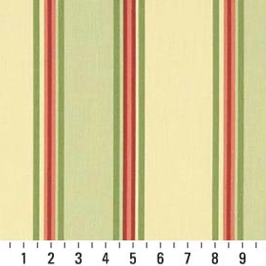 Tropic Stripe Coral and Gold Stripes Marine Upholstery Fabric by the Yard — Scale in inches
