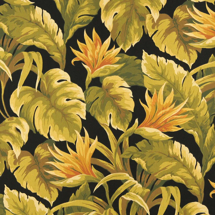 Figi Black and Coral Foliage Marine Upholstery Fabric by the Yard