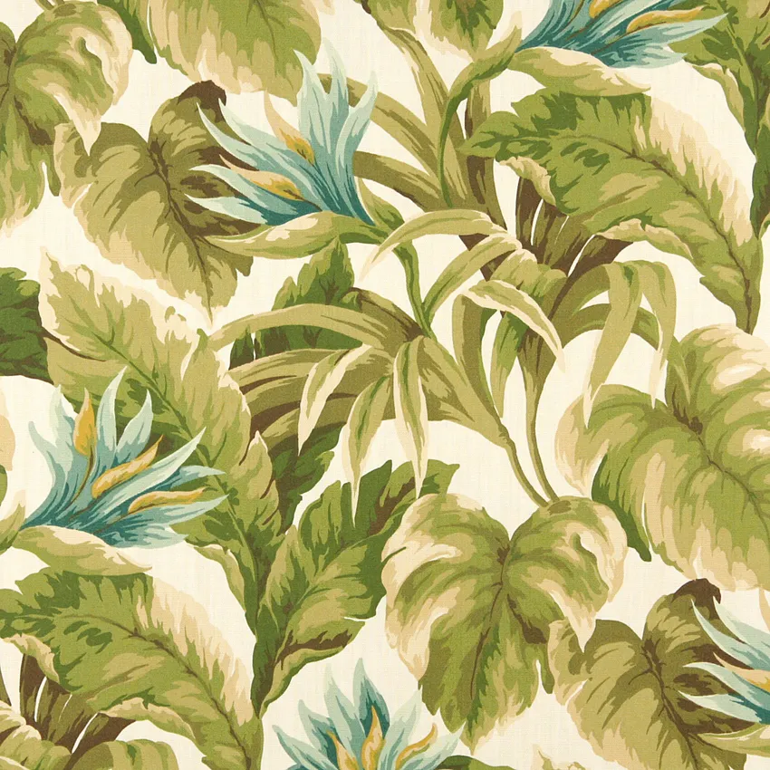 Cypress Aqua and Light Blue Foliage Marine Upholstery Fabric by the Yard