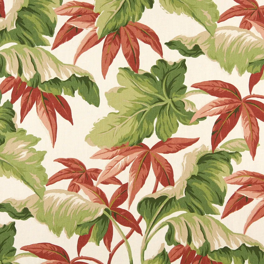 Paradise Beige and Dark Green Foliage Marine Upholstery Fabric by the Yard