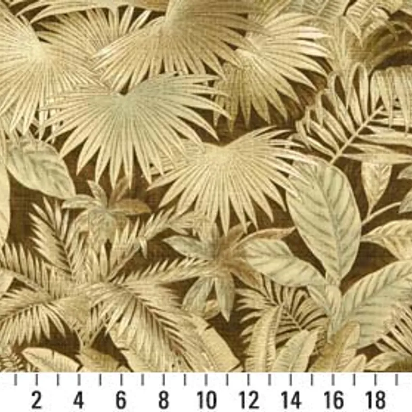 Bamboo Beige and Brown Contemporary Marine Upholstery Fabric by the Yard — Scale in inches