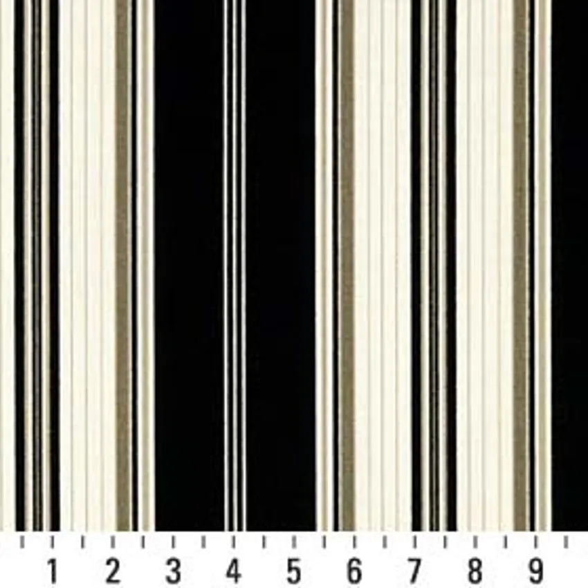 Onyx Stripe Black and White Stripes Marine Upholstery Fabric by the Yard — Scale in inches