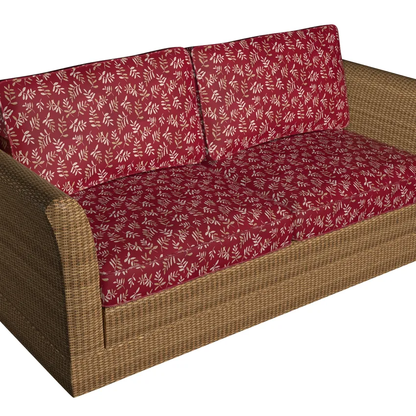 Beige and Burgundy Red Foliage Prints Bacteria and Stain Resistant Upholstery Fabric — Fabric on furniture