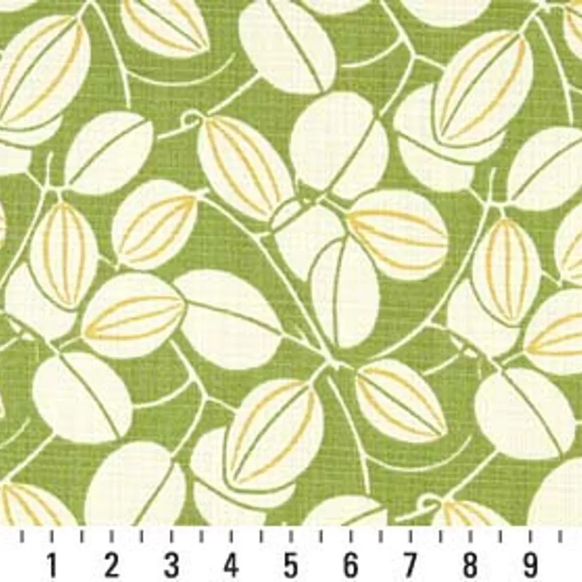 Citrus Gold and Light Green Contemporary Marine Upholstery Fabric by the Yard — Scale in inches