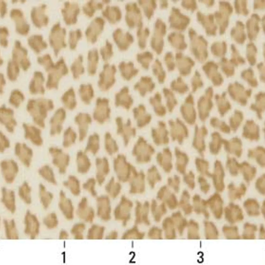 Gold and White Leopard Faux Animal  Print Microfiber Machine Washable Stain Resistant Upholstery Fabric — Scale in inches