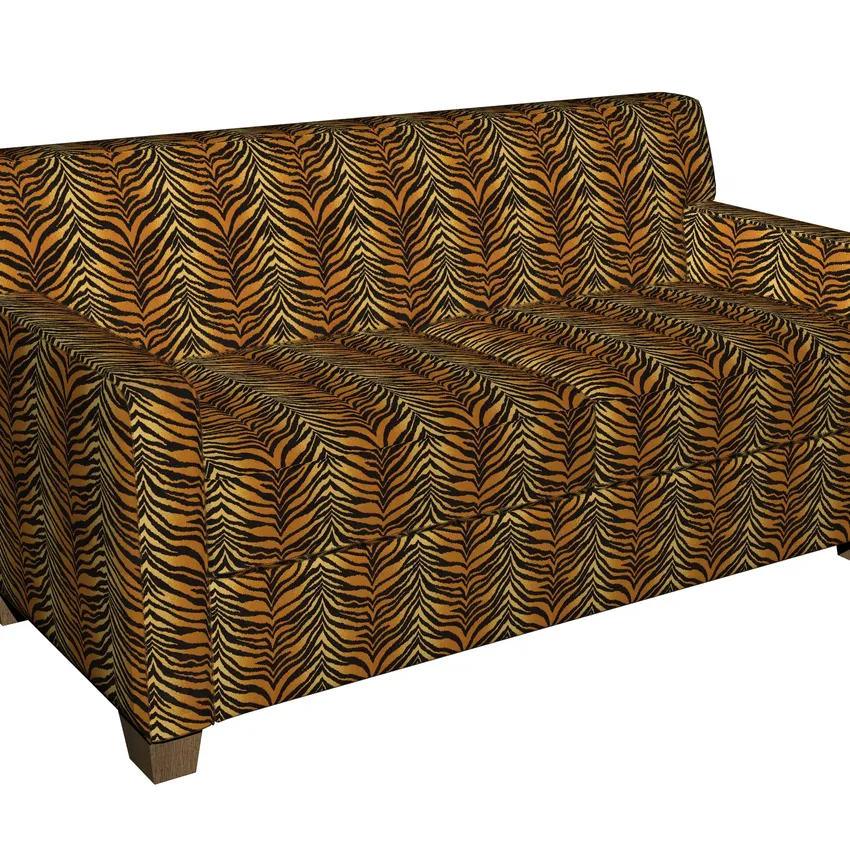 Amber Black and Gold Tiger Faux Animal  Print Microfiber Machine Washable Stain Resistant Upholstery Fabric — Fabric on furniture
