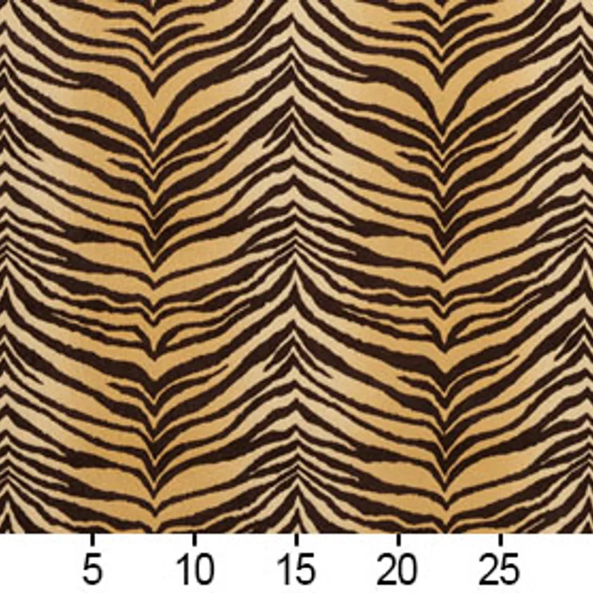 Beige and Brown Gold Tiger Faux Animal  Print Microfiber Machine Washable Stain Resistant Upholstery Fabric — Scale in inches