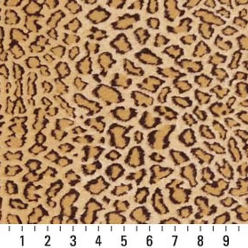 Toffee Beige and Brown Black  Leopard Faux Animal  Print Microfiber Machine Washable Stain Resistant Upholstery Fabric — Scale in inches
