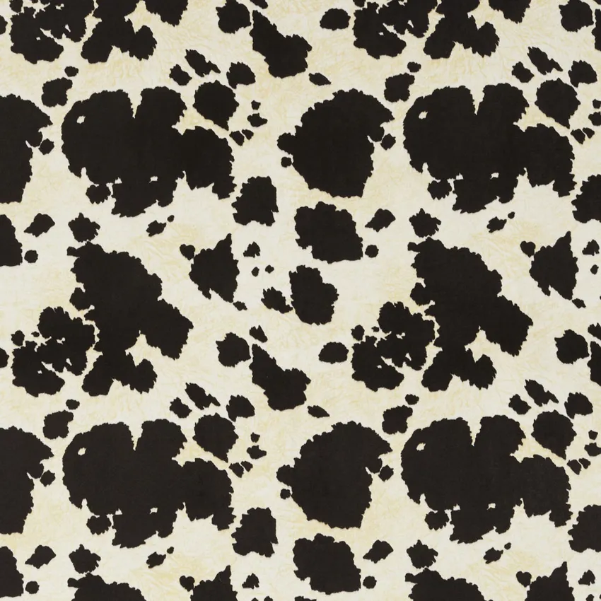 Cow Black and White Vintage Faux Animal  Print Microfiber Machine Washable Stain Resistant Upholstery Fabric