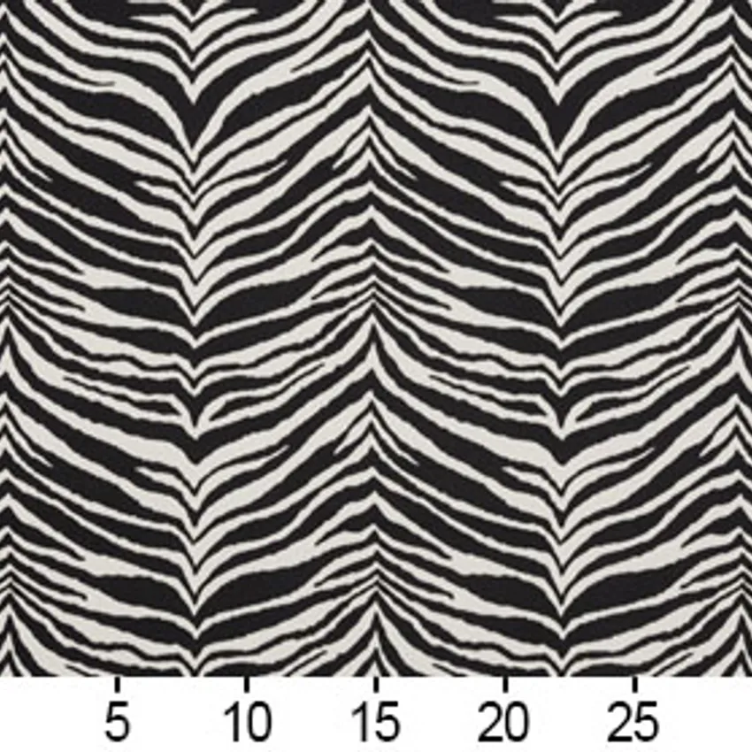 Zebra Black and White Animal Faux Animal  Print Microfiber Machine Washable Stain Resistant Upholstery Fabric — Scale in inches