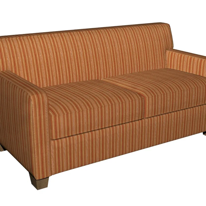 Beige and Coral Classic Vintage Small Stripe Damask Upholstery Fabric — Fabric on furniture