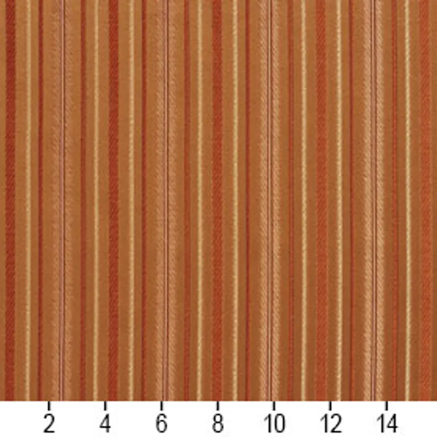 Beige and Coral Classic Vintage Small Stripe Damask Upholstery Fabric — Scale in inches