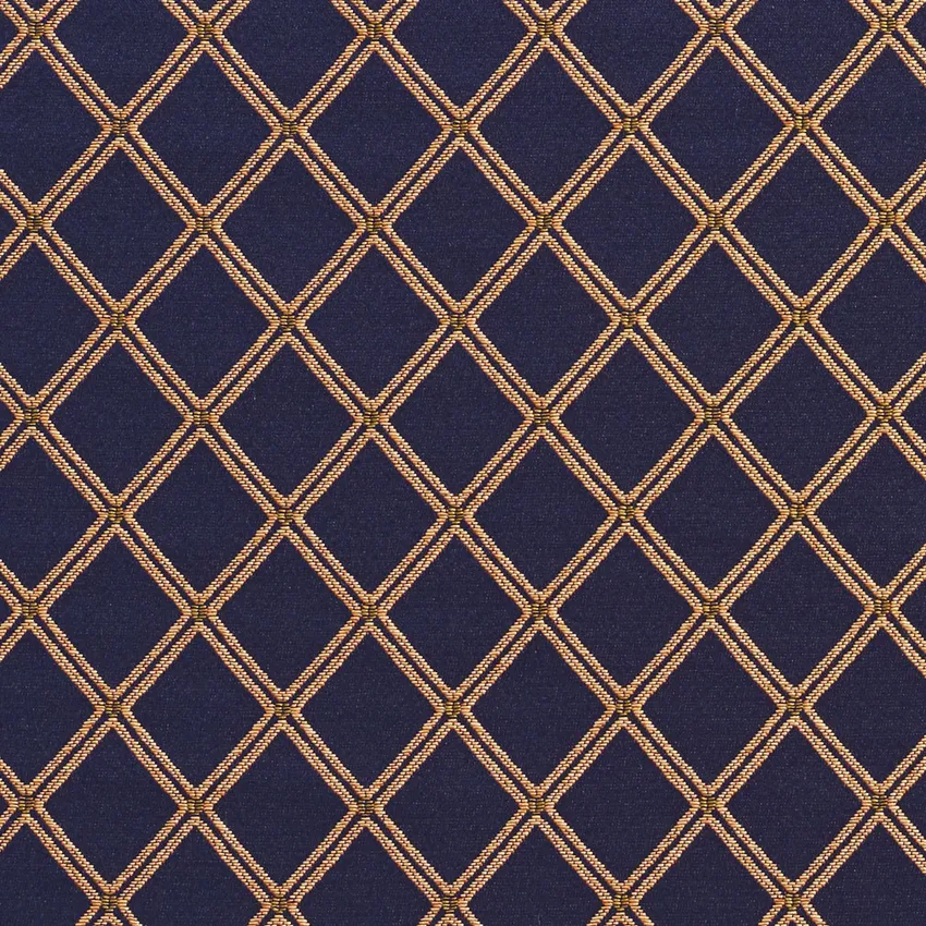 Topaz Blue and Gold Classic Decorative Diamond Mesh Damask Upholstery Fabric