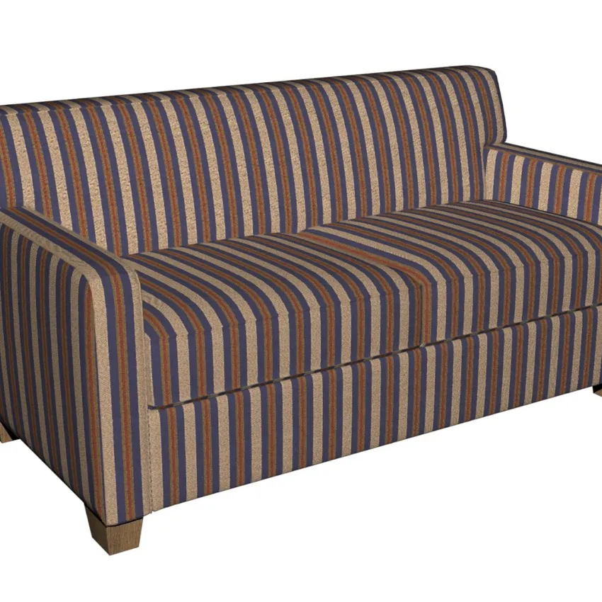 Topaz Regal Coral and Blue Inch Wide Stripe Damask Upholstery Fabric — Fabric on furniture