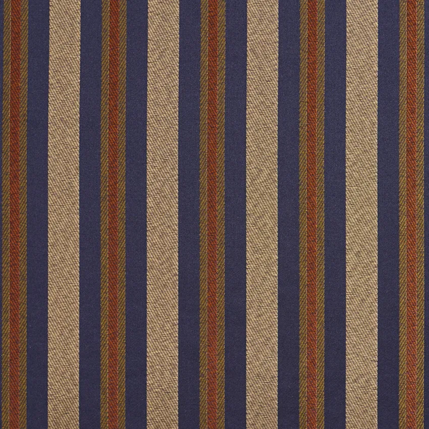 Topaz Regal Coral and Blue Inch Wide Stripe Damask Upholstery Fabric