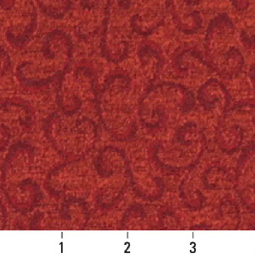 Salsa Burgundy Contemporary Damask Upholstery Fabric by the Yard — Scale in inches