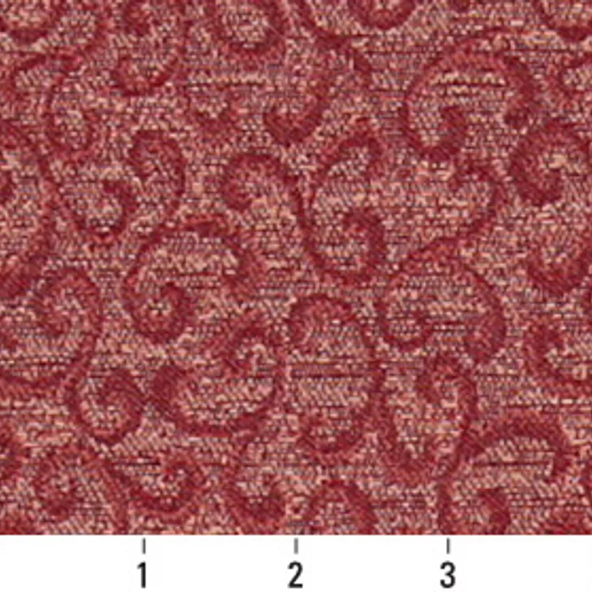 Merlot Burgundy and Pink Contemporary Damask Upholstery Fabric by the Yard — Scale in inches
