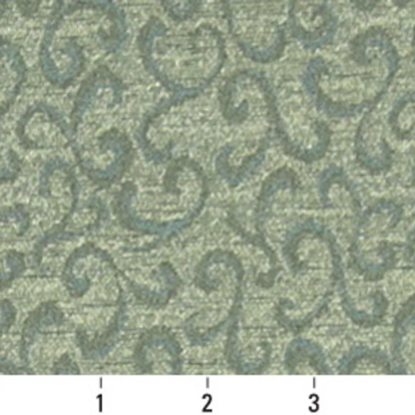 Celadon Light Green Contemporary Damask Upholstery Fabric by the Yard — Scale in inches