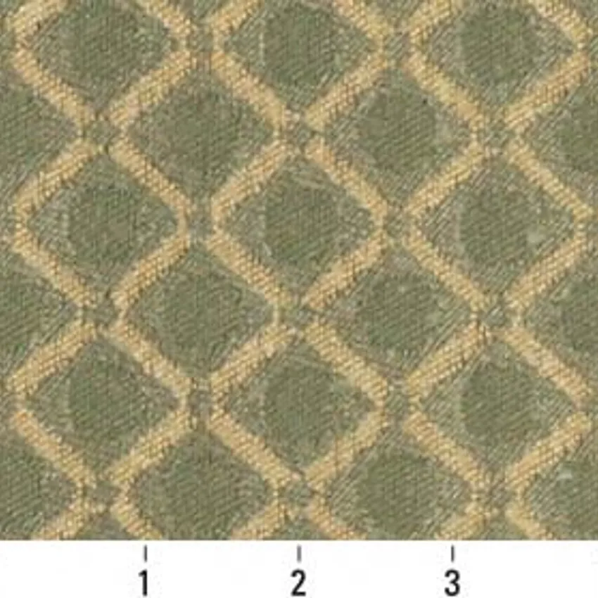 Fern Gold and Dark Green Contemporary Damask Upholstery Fabric by the Yard — Scale in inches