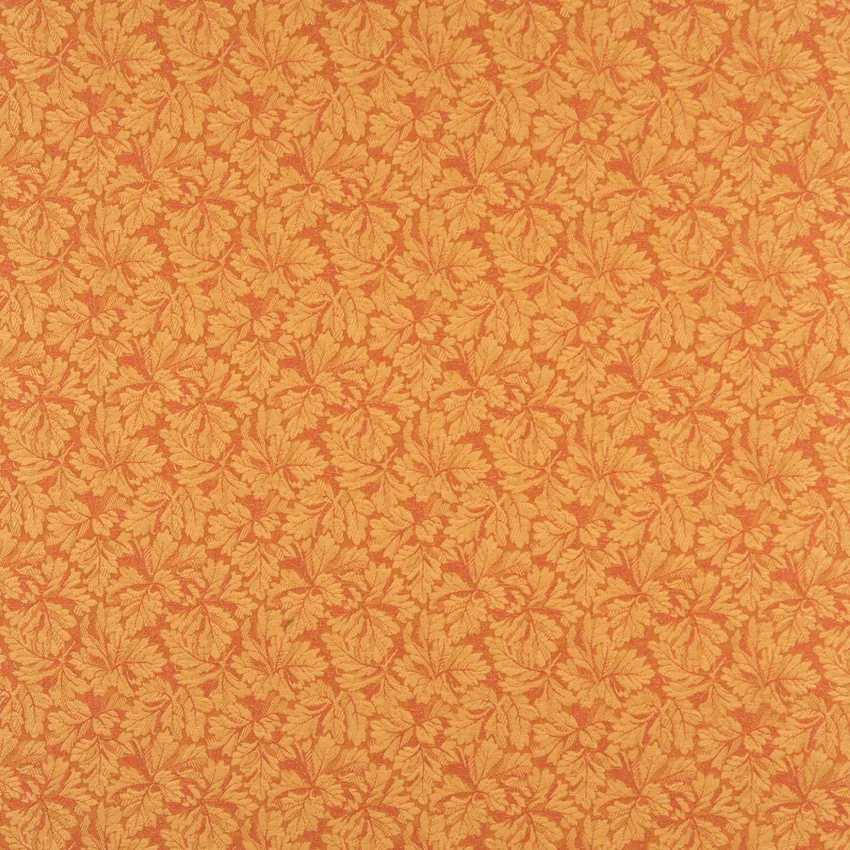 Nectar Gold and Orange Foliage Damask Upholstery Fabric by the Yard