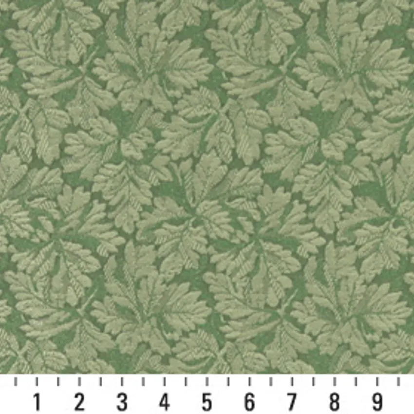 Spring Light Green Foliage Damask Upholstery Fabric by the Yard — Scale in inches