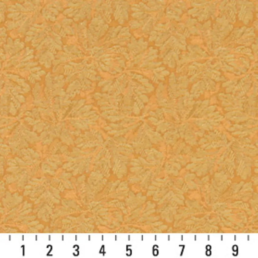Sunrise Gold Foliage Damask Upholstery Fabric by the Yard — Scale in inches