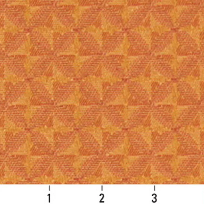 Mango Orange Contemporary Damask Upholstery Fabric by the Yard — Scale in inches