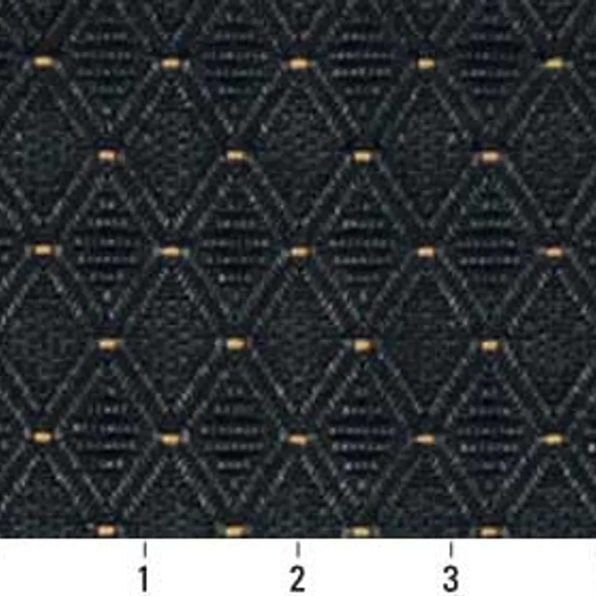 Ebony Black and Gold Contemporary Damask Upholstery Fabric by the Yard — Scale in inches