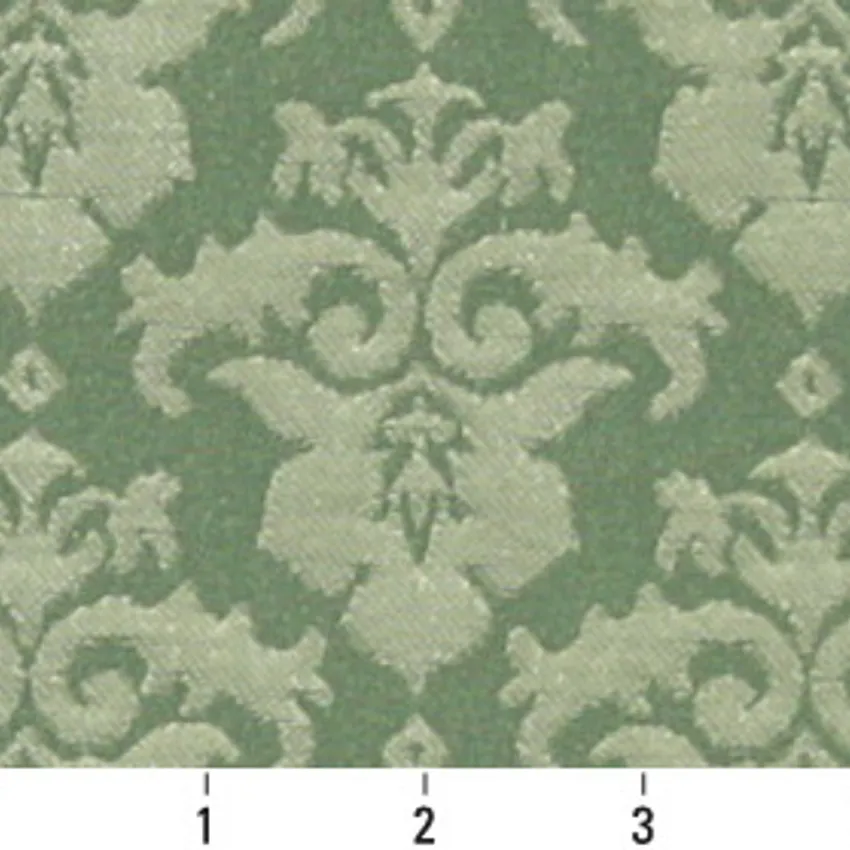 Pear Light Green Heirloom Damask Upholstery Fabric by the Yard — Scale in inches