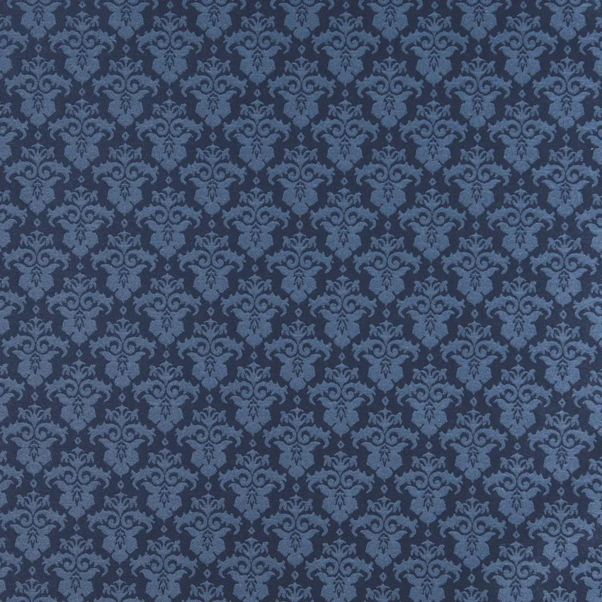 Cobalt Dark Blue Heirloom Damask Upholstery Fabric by the Yard
